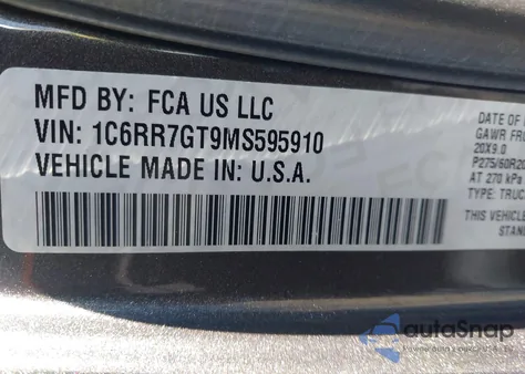 2021 Ram 1500 Classic Warlock 4X4 6'4 Box из США, поврежденный, VIN 1C6RR7GT9MS595910